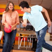 Healthy fitness date bowling